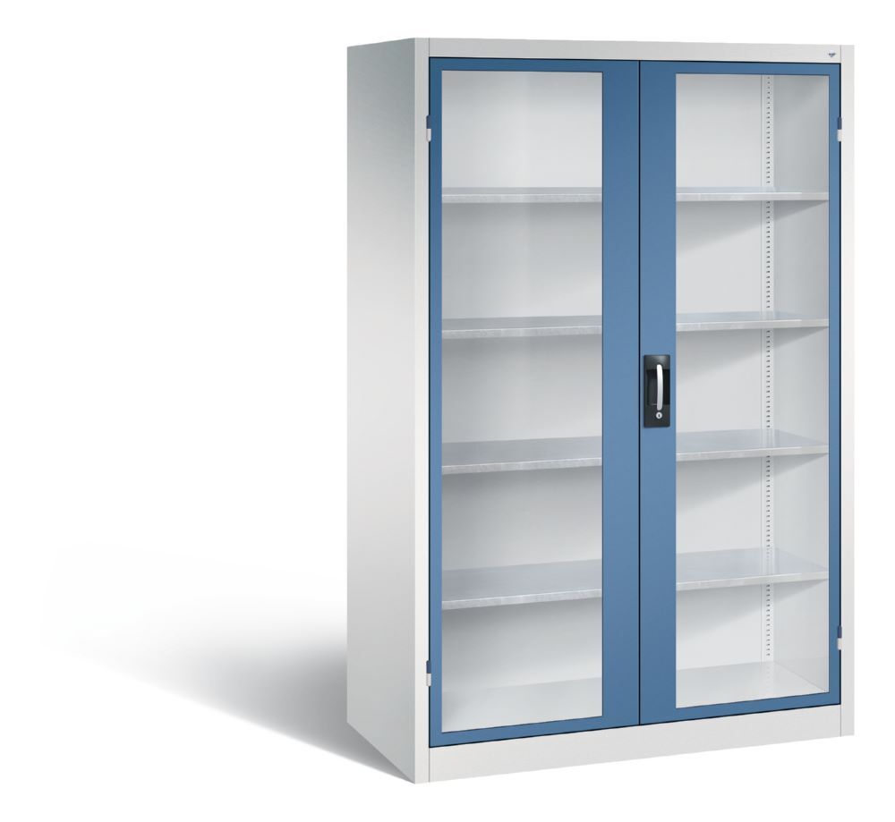 C+P Werkstattschrank mit Fenster 1950 x 1200 x 600 mm lichtgrau fernblau Produktbild C+P Werkstattschrank mit Fenster 1950 x 1200 x 600 mm lichtgrau fernblau