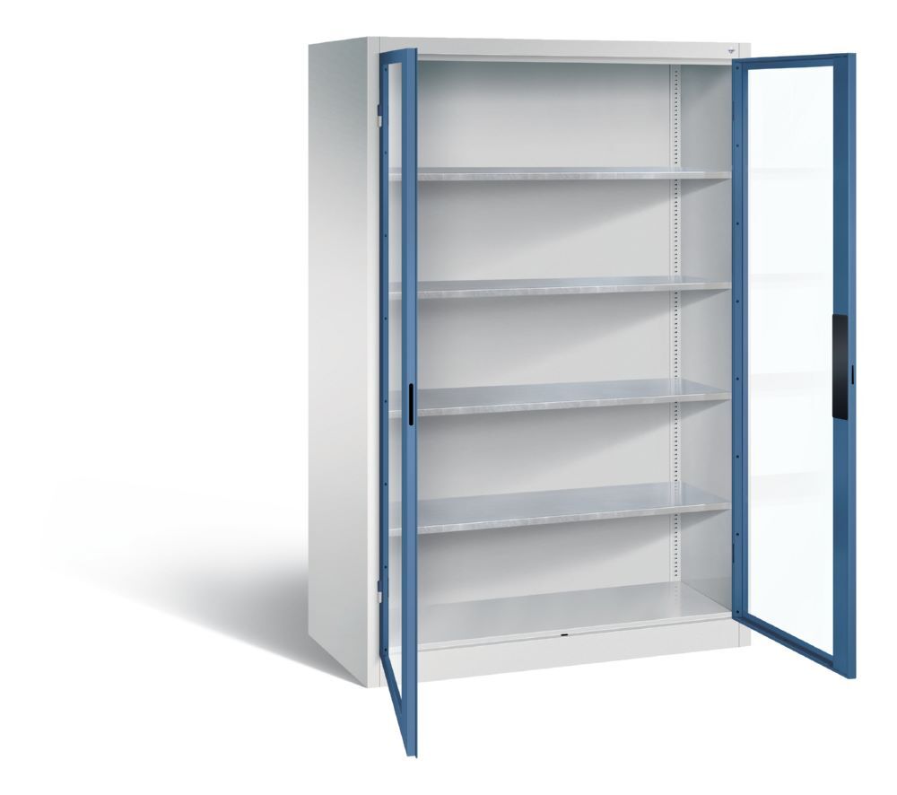 C+P Werkstattschrank mit Fenster 1950 x 1200 x 600 mm lichtgrau fernblau Produktbild C+P Werkstattschrank mit Fenster 1950 x 1200 x 600 mm lichtgrau fernblau bild 2