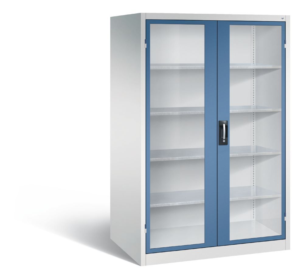 C+P Werkstattschrank mit Fenster 1950 x 1200 x 800 mm lichtgrau fernblau Produktbild C+P Werkstattschrank mit Fenster 1950 x 1200 x 800 mm lichtgrau fernblau