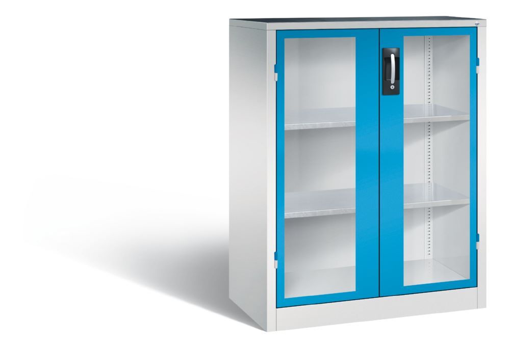 C+P Werkstattschrank mit Fenstertüren in lichtblau 930 x 500 x 1200 mm Produktbild C+P Werkstattschrank mit Fenstertüren in lichtblau 930 x 500 x 1200 mm