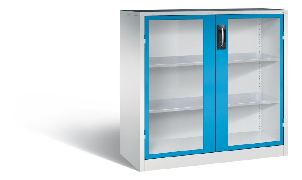 C+P Werkstattschrank Serie 89 mit 2 Fenster lichtblau 1200 x 500 x 1200 mm Produktbild C+P Werkstattschrank Serie 89 mit 2 Fenster lichtblau 1200 x 500 x 1200 mm