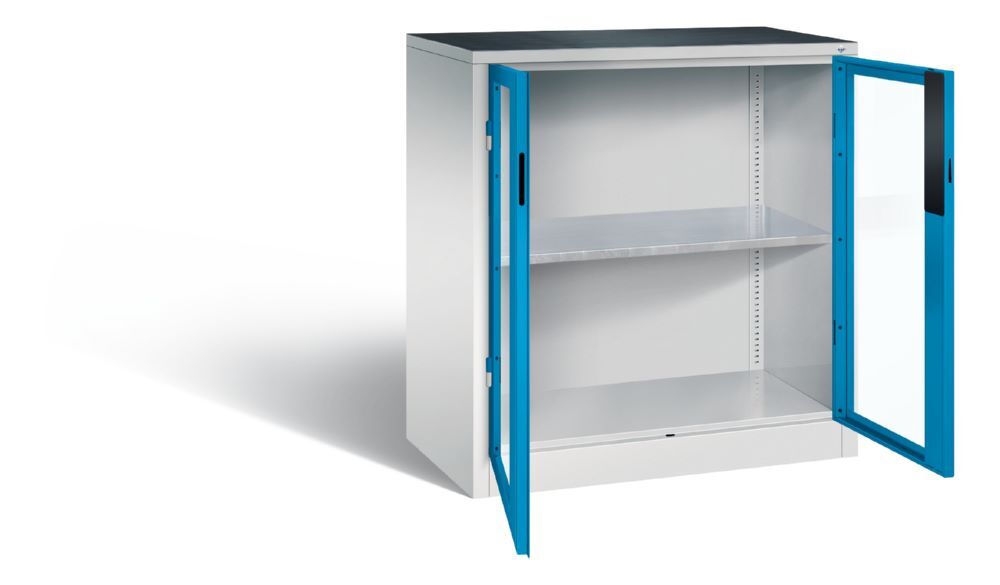 C+P Werkstattschrank mit Fenster und Fachboden lichtblau 930 x 500 x 1000 mm Produktbild C+P Werkstattschrank mit Fenster und Fachboden lichtblau 930 x 500 x 1000 mm bild 2