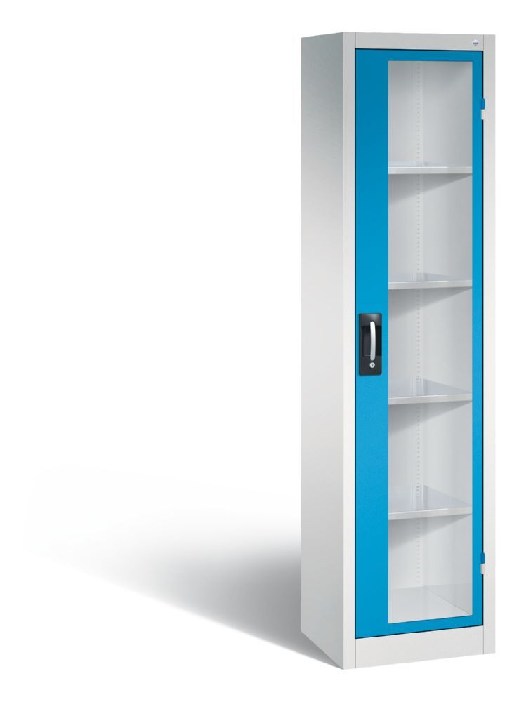 C+P Werkstattschrank mit Fenster 4 Fachböden lichtblau 502 x 400 x 1950 mm Produktbild C+P Werkstattschrank mit Fenster 4 Fachböden lichtblau 502 x 400 x 1950 mm