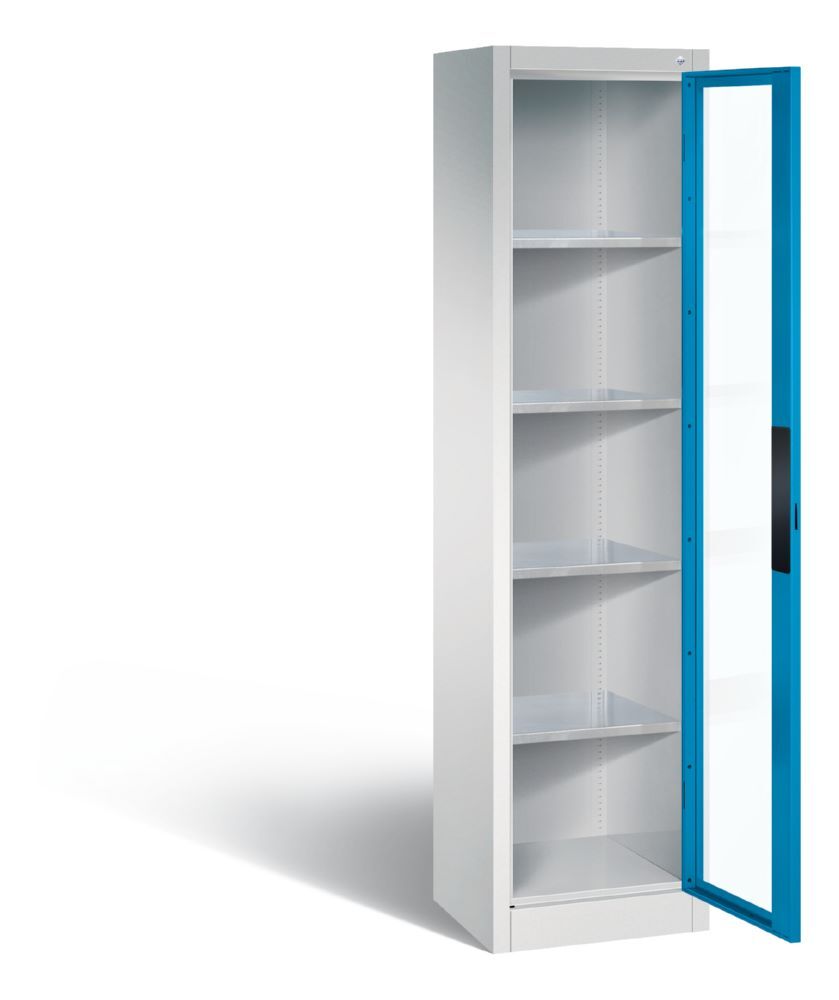 C+P Werkstattschrank mit Fenster 4 Fachböden lichtblau 502 x 400 x 1950 mm Produktbild C+P Werkstattschrank mit Fenster 4 Fachböden lichtblau 502 x 400 x 1950 mm bild 2