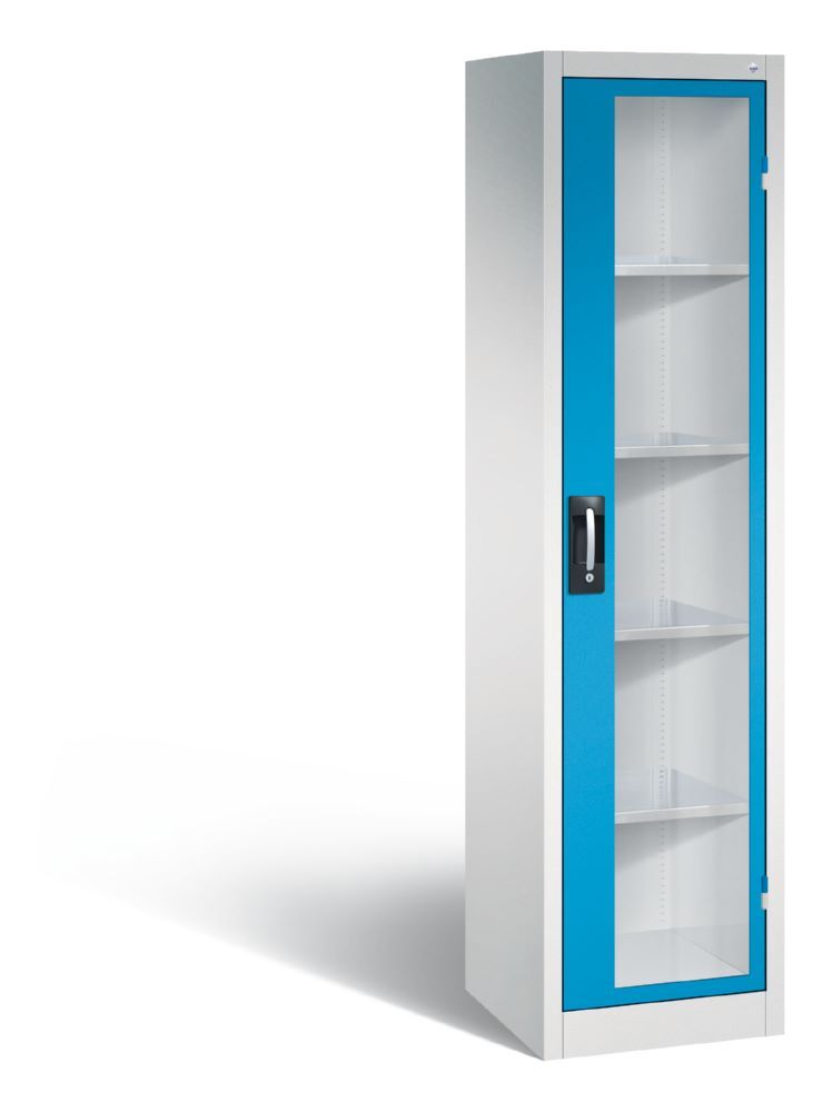 C+P Werkstattschrank mit Fenster aus Acrylglas lichtblau 502 x 500 x 1950 mm Produktbild C+P Werkstattschrank mit Fenster aus Acrylglas lichtblau 502 x 500 x 1950 mm