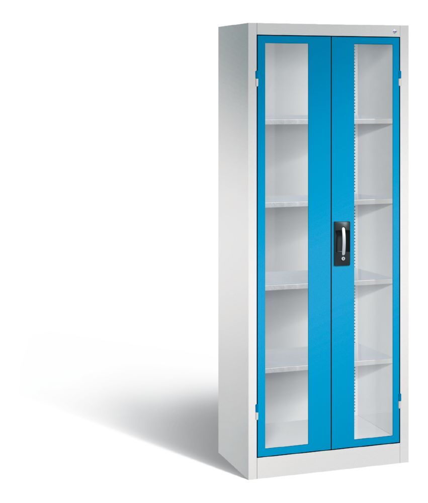 C+P Werkstattschrank mit Fenstertüren lichtblau 700 x 400 x 1950 mm Produktbild C+P Werkstattschrank mit Fenstertüren lichtblau 700 x 400 x 1950 mm