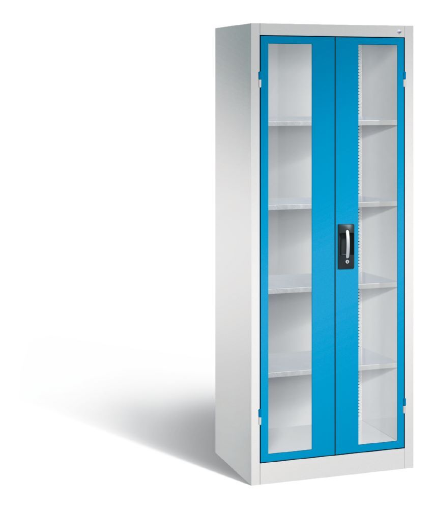 C+P Werkstattschrank mit Fenstertüren in lichtblau 700 x 500 x 1950 mm Produktbild C+P Werkstattschrank mit Fenstertüren in lichtblau 700 x 500 x 1950 mm