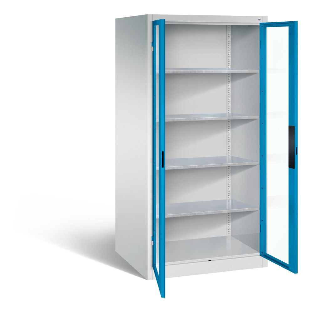 C+P Werkstattschrank mit Fenster H 1950 x B 930 x T 800 mm lichtgrau lichtblau Produktbild C+P Werkstattschrank mit Fenster H 1950 x B 930 x T 800 mm lichtgrau lichtblau bild 3