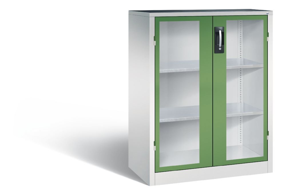 C+P Werkstattschrank mit Fenstertüren in resedagrün 930 x 500 x 1200 mm Produktbild C+P Werkstattschrank mit Fenstertüren in resedagrün 930 x 500 x 1200 mm