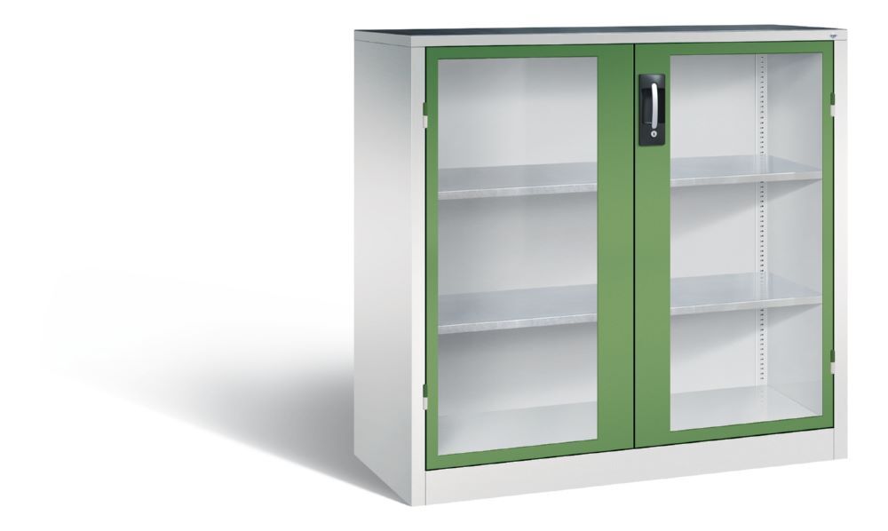 C+P Werkstattschrank Serie 89 mit 2 Fenster resedagrün 1200 x 500 x 1200 mm Produktbild C+P Werkstattschrank Serie 89 mit 2 Fenster resedagrün 1200 x 500 x 1200 mm