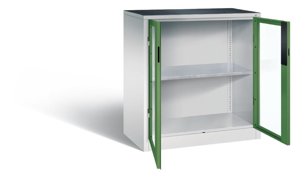 C+P Werkstattschrank mit Fenster und Fachboden resedagrün 930 x 500 x 1000 mm Produktbild C+P Werkstattschrank mit Fenster und Fachboden resedagrün 930 x 500 x 1000 mm bild 2