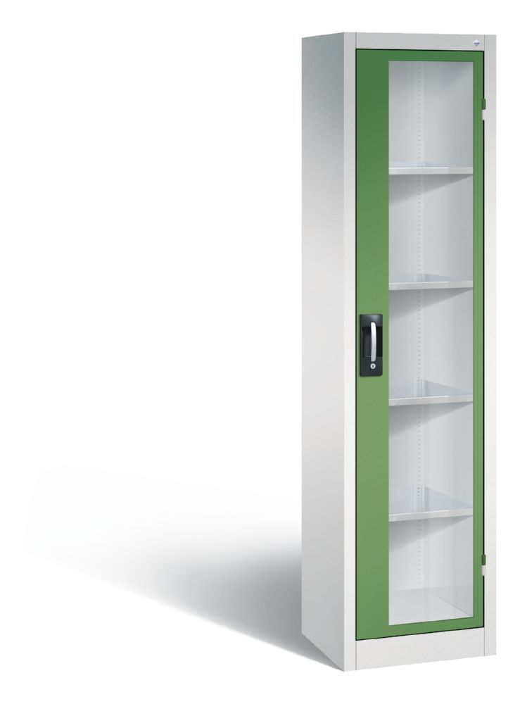 C+P Werkstattschrank mit Fenster und 4 Einlegeböden resedagrün 502 x 400 x 1950 mm Produktbild C+P Werkstattschrank mit Fenster und 4 Einlegeböden resedagrün 502 x 400 x 1950 mm
