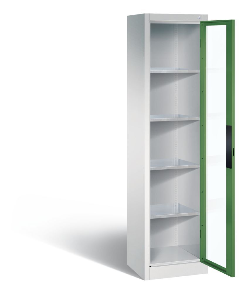 C+P Werkstattschrank mit Fenster und 4 Einlegeböden resedagrün 502 x 400 x 1950 mm Produktbild C+P Werkstattschrank mit Fenster und 4 Einlegeböden resedagrün 502 x 400 x 1950 mm bild 2