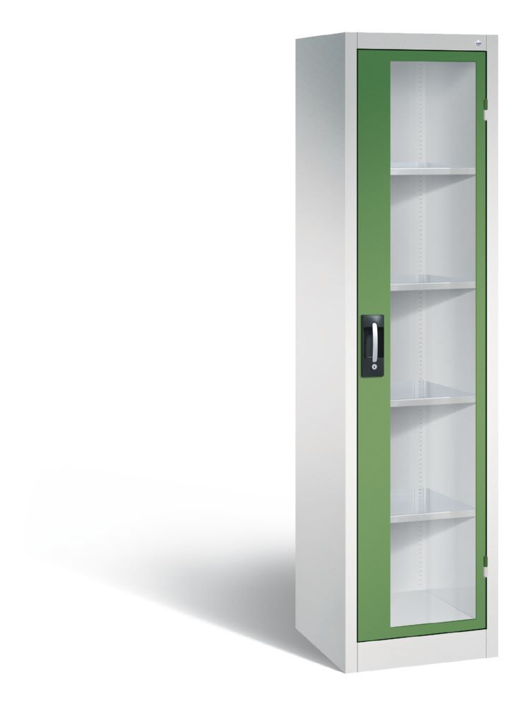 C+P Werkstattschrank mit Fenster und Zylinderschloss resedagrün 502 x 500 x 1950 mm Produktbild C+P Werkstattschrank mit Fenster und Zylinderschloss resedagrün 502 x 500 x 1950 mm