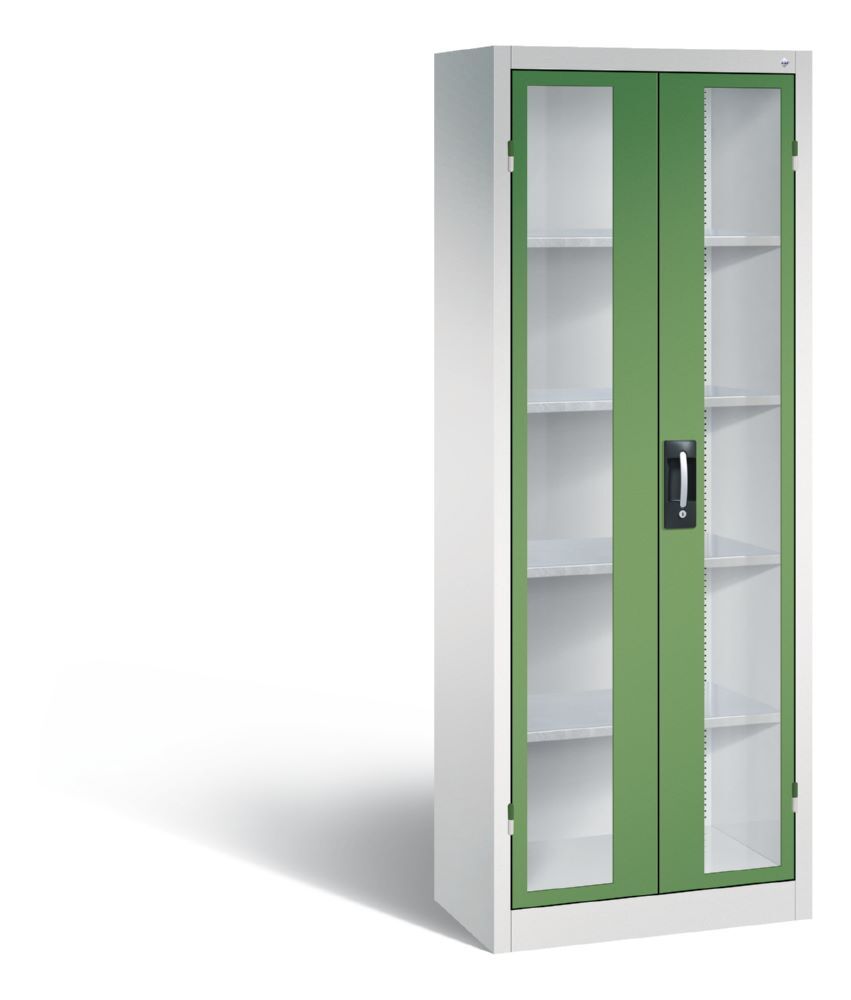 C+P Werkstattschrank mit Fenstertüren resedagrün 700 x 400 x 1950 mm Produktbild C+P Werkstattschrank mit Fenstertüren resedagrün 700 x 400 x 1950 mm