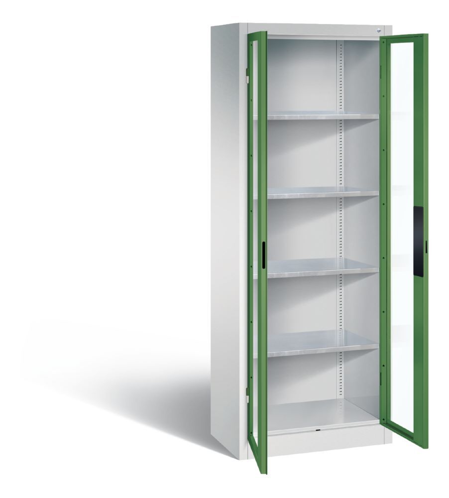 C+P Werkstattschrank mit Fenstertüren resedagrün 700 x 400 x 1950 mm Produktbild C+P Werkstattschrank mit Fenstertüren resedagrün 700 x 400 x 1950 mm bild 2