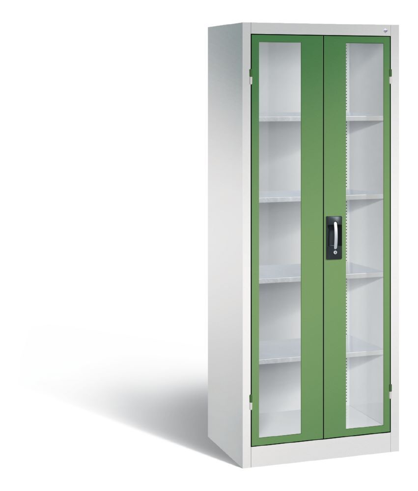 C+P Werkstattschrank mit Fenstertüren resedagrün 700 x 500 x 1950 mm Produktbild C+P Werkstattschrank mit Fenstertüren resedagrün 700 x 500 x 1950 mm