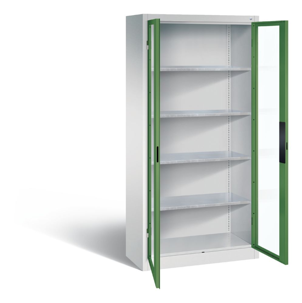 C+P Werkstattschrank mit Fenster in resedagrün 930 x 400 x 1950 mm Produktbild C+P Werkstattschrank mit Fenster in resedagrün 930 x 400 x 1950 mm bild 2