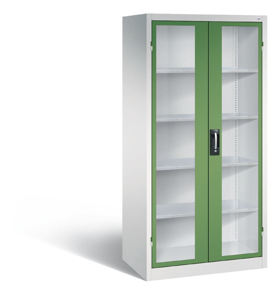 C+P Werkstattschrank mit Fenstertüren resedagrün grau 930 x 600 x 1950 mm Produktbild C+P Werkstattschrank mit Fenstertüren resedagrün grau 930 x 600 x 1950 mm