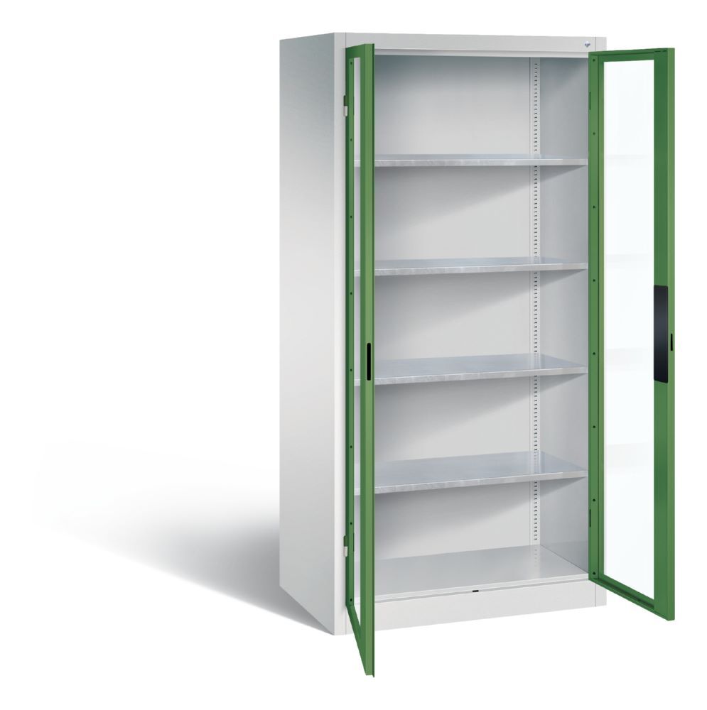 C+P Werkstattschrank mit Fenstertüren resedagrün grau 930 x 600 x 1950 mm Produktbild C+P Werkstattschrank mit Fenstertüren resedagrün grau 930 x 600 x 1950 mm bild 2