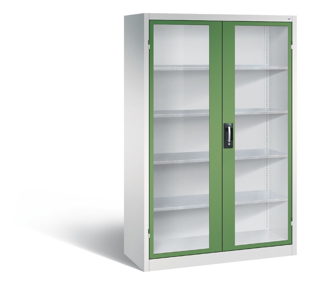C+P Großer Werkstattschrank mit Sichtfenster resedagrün 1200 x 500 x 1950 mm Produktbild C+P Großer Werkstattschrank mit Sichtfenster resedagrün 1200 x 500 x 1950 mm