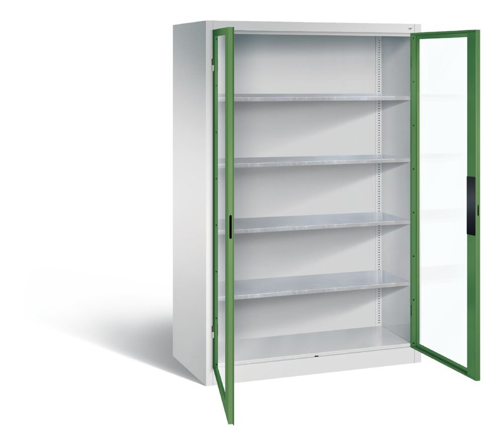 C+P Werkstattschrank mit Fenster 1950 x 1200 x 600 mm lichtgrau resedagrün Produktbild C+P Werkstattschrank mit Fenster 1950 x 1200 x 600 mm lichtgrau resedagrün bild 2