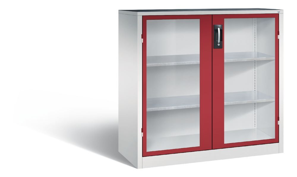 C+P Werkstattschrank Serie 89 mit 2 Fenster rubinrot 1200 x 500 x 1200 mm Produktbild C+P Werkstattschrank Serie 89 mit 2 Fenster rubinrot 1200 x 500 x 1200 mm