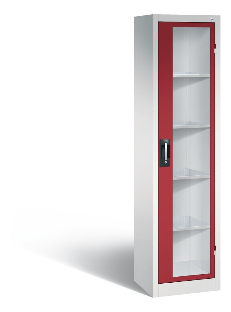 C+P Werkstattschrank mit Fenster 4 Fachböden rubinrot 502 x 400 x 1950 mm Produktbild C+P Werkstattschrank mit Fenster 4 Fachböden rubinrot 502 x 400 x 1950 mm