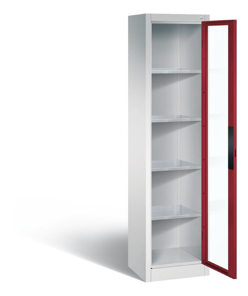 C+P Werkstattschrank mit Fenster 4 Fachböden rubinrot 502 x 400 x 1950 mm Produktbild C+P Werkstattschrank mit Fenster 4 Fachböden rubinrot 502 x 400 x 1950 mm bild 2