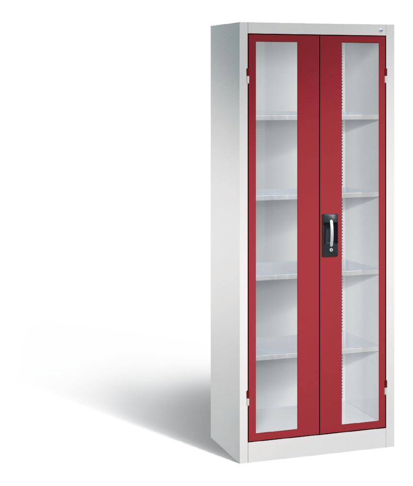 C+P Werkstattschrank mit Fenstertüren in rubinrot 700 x 400 x 1950 mm Produktbild C+P Werkstattschrank mit Fenstertüren in rubinrot 700 x 400 x 1950 mm