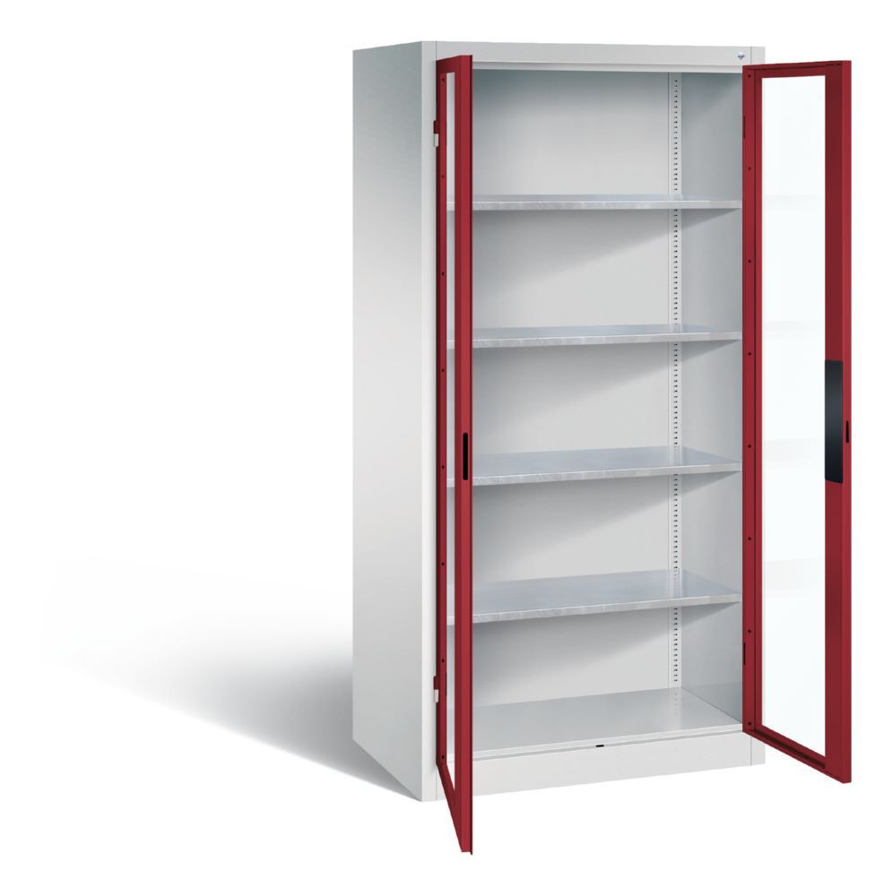 C+P Werkstattschrank mit Fenstertüren rubinrot grau 930 x 600 x 1950 mm Produktbild C+P Werkstattschrank mit Fenstertüren rubinrot grau 930 x 600 x 1950 mm bild 2