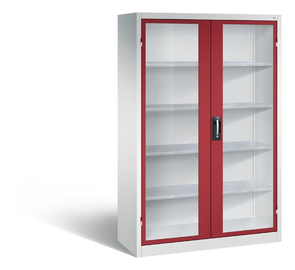 C+P Großer Werkstattschrank mit Sichtfenster rubinrot 1200 x 500 x 1950 mm Produktbild C+P Großer Werkstattschrank mit Sichtfenster rubinrot 1200 x 500 x 1950 mm