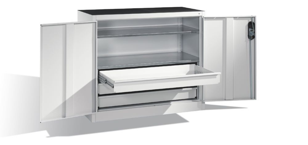 C+P Werkstattschrank mit Schubladen und Flügeltüren lichtgrau 1200 x 500 x 1000 mm Produktbild C+P Werkstattschrank mit Schubladen und Flügeltüren lichtgrau 1200 x 500 x 1000 mm bild 2