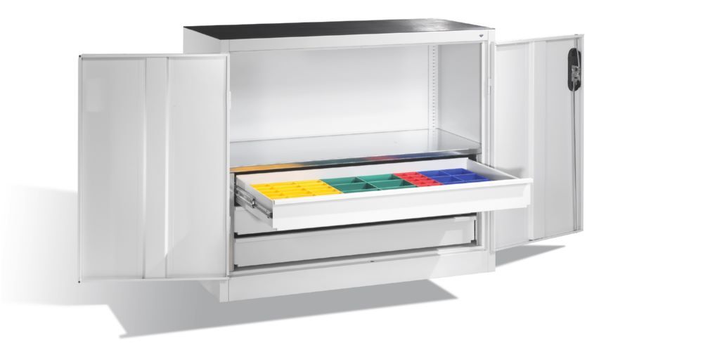 C+P Werkstattschrank mit Schubladen und Flügeltüren lichtgrau 1200 x 500 x 1000 mm Produktbild C+P Werkstattschrank mit Schubladen und Flügeltüren lichtgrau 1200 x 500 x 1000 mm bild 3