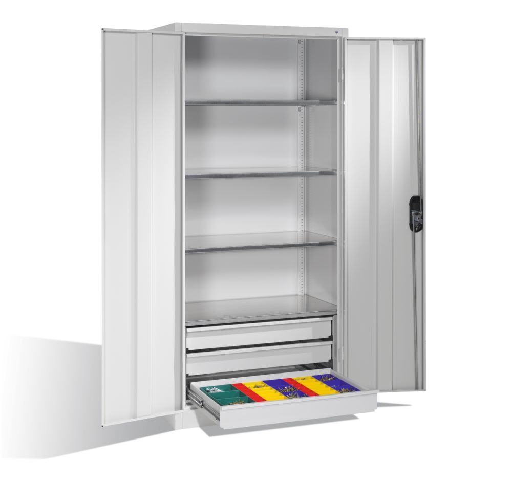C+P Werkstattschrank mit zusätzlichen Schubladen lichtgrau 930 x 500 x 1950 mm Produktbild C+P Werkstattschrank mit zusätzlichen Schubladen lichtgrau 930 x 500 x 1950 mm bild 3