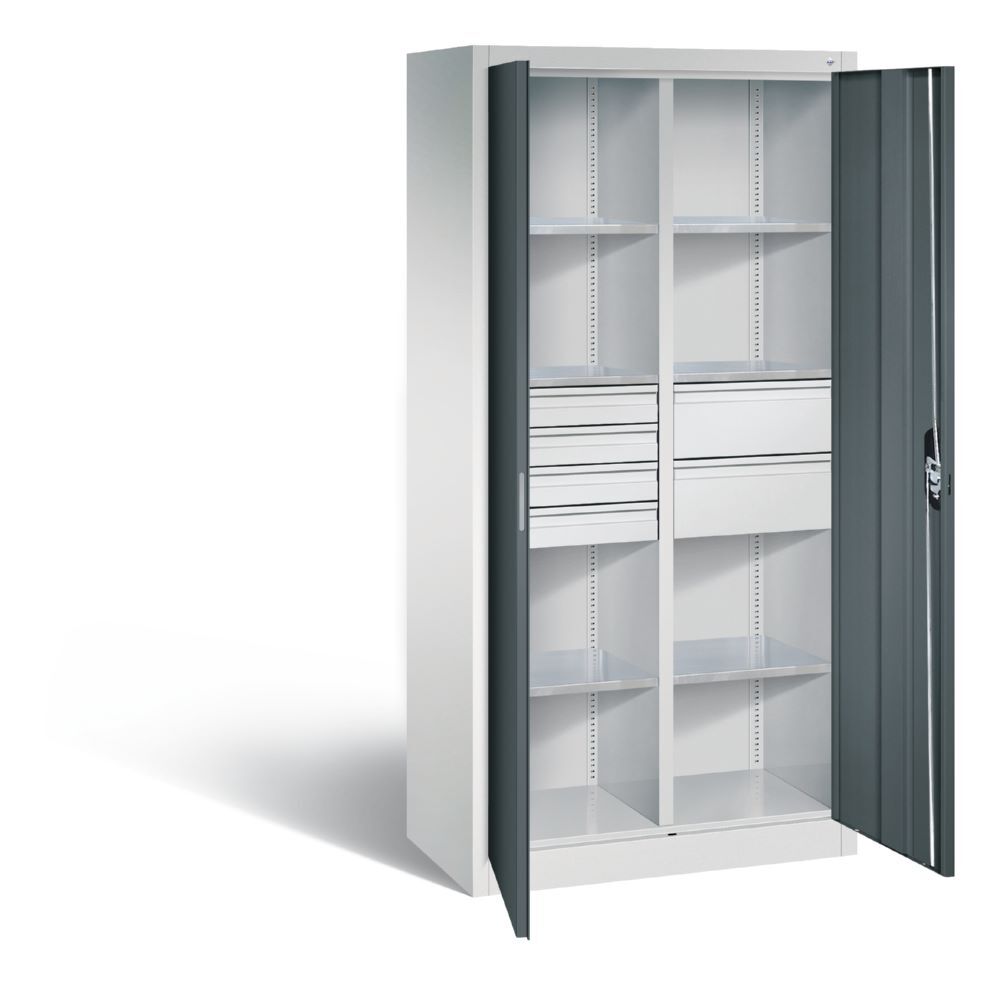 C+P Werkstattschrank mit 6 Innenschubladen Türen in anthrazit 930 x 500 x 1950 mm Produktbild C+P Werkstattschrank mit 6 Innenschubladen Türen in anthrazit 930 x 500 x 1950 mm bild 2