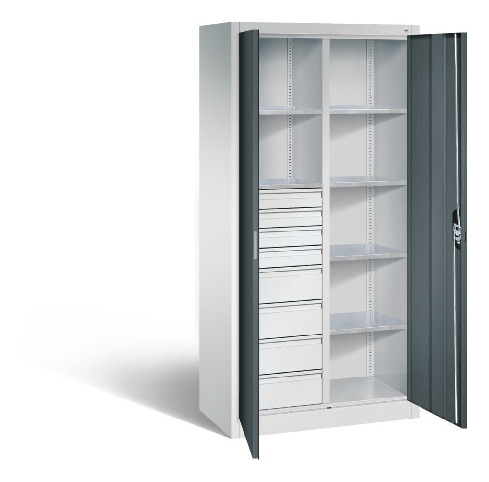 C+P Werkstattschrank mit 8 Schubladen 1950 x 930 x 500 mm lichtgrau anthrazit Produktbild C+P Werkstattschrank mit 8 Schubladen 1950 x 930 x 500 mm lichtgrau anthrazit bild 2