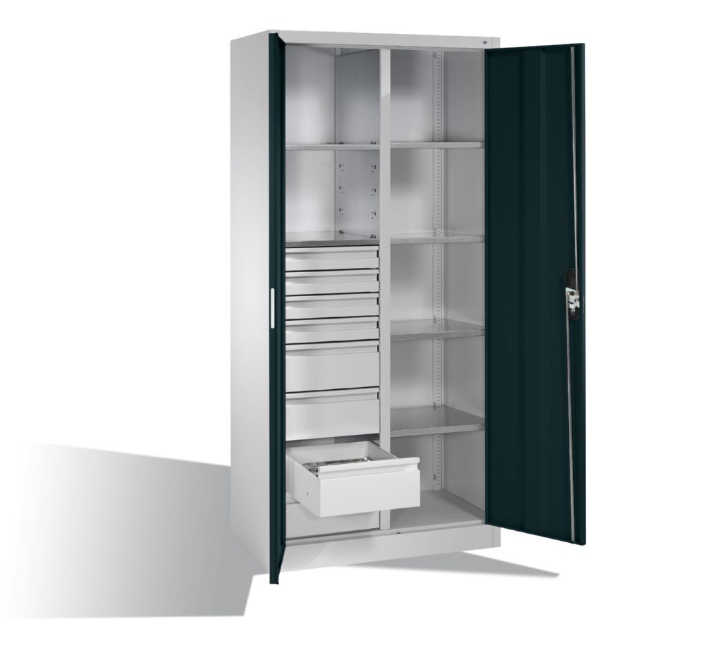 C+P Werkstattschrank mit 8 Schubladen 1950 x 930 x 500 mm lichtgrau anthrazit Produktbild C+P Werkstattschrank mit 8 Schubladen 1950 x 930 x 500 mm lichtgrau anthrazit bild 3
