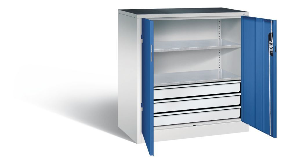 C+P Werkstattschrank mit Schubladenblock in enzianblau 930 x 500 x 1000 mm Produktbild C+P Werkstattschrank mit Schubladenblock in enzianblau 930 x 500 x 1000 mm bild 2