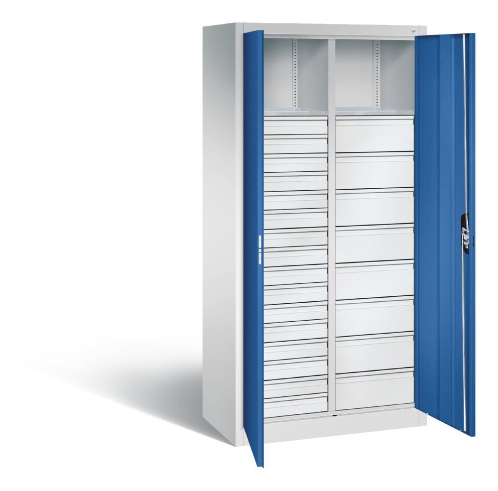 C+P Werkstattschrank mit 24 Schubladen 1950 x 930 x 500 mm lichtgrau enzianblau Produktbild C+P Werkstattschrank mit 24 Schubladen 1950 x 930 x 500 mm lichtgrau enzianblau bild 2