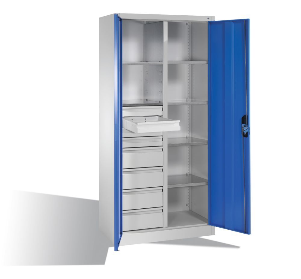 C+P Werkstattschrank mit 8 Schubladen 1950 x 930 x 500 mm lichtgrau enzianblau Produktbild C+P Werkstattschrank mit 8 Schubladen 1950 x 930 x 500 mm lichtgrau enzianblau bild 3