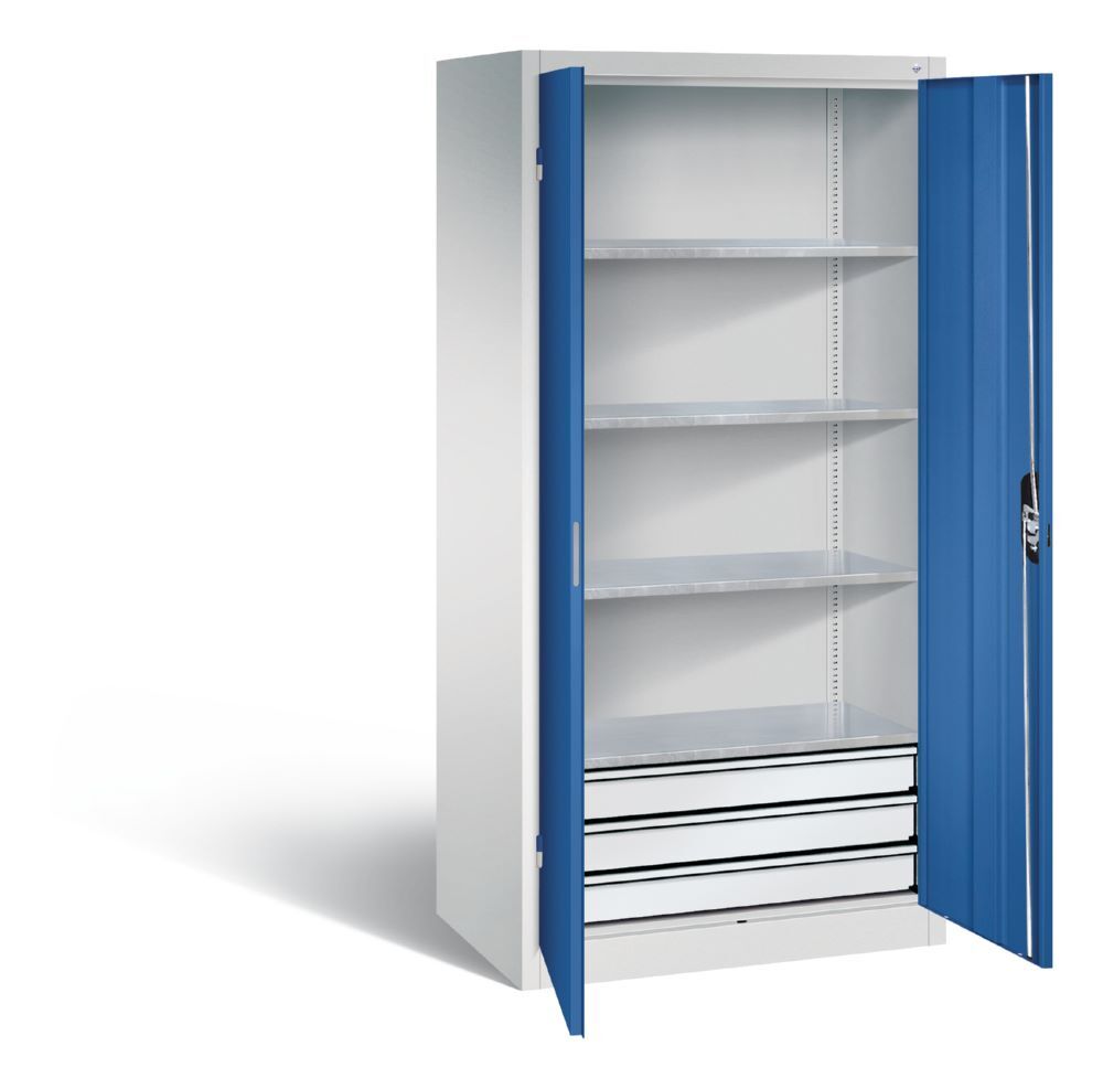 C+P Werkstattschrank mit Schubladenblock Türen in enzianblau 930 x 600 x 1950 mm Produktbild C+P Werkstattschrank mit Schubladenblock Türen in enzianblau 930 x 600 x 1950 mm bild 2