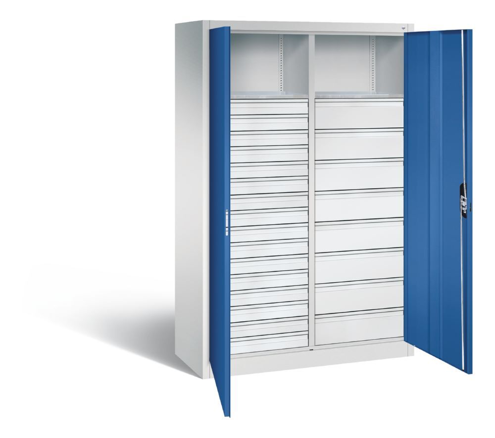 C+P Werkstattschrank mit 24 Schubladen 1950 x 1200 x 500 mm lichtgrau enzianblau Produktbild C+P Werkstattschrank mit 24 Schubladen 1950 x 1200 x 500 mm lichtgrau enzianblau bild 2