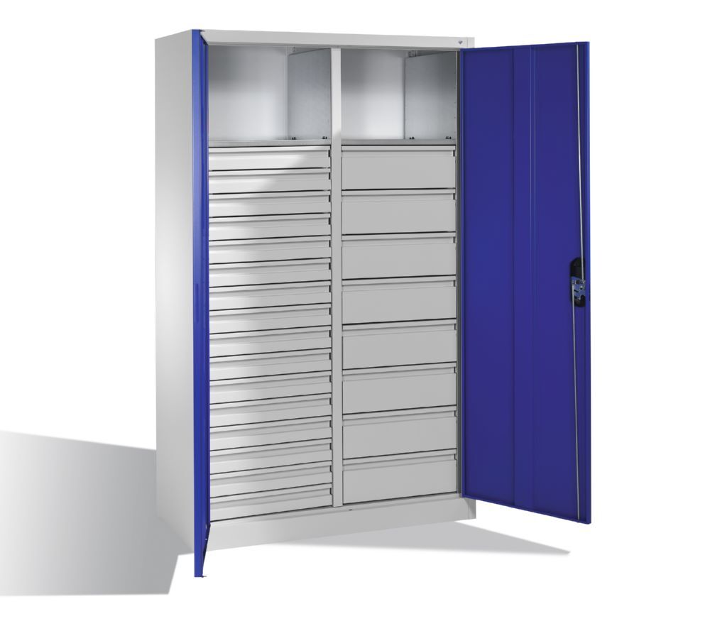 C+P Werkstattschrank mit 24 Schubladen 1950 x 1200 x 500 mm lichtgrau enzianblau Produktbild C+P Werkstattschrank mit 24 Schubladen 1950 x 1200 x 500 mm lichtgrau enzianblau bild 3