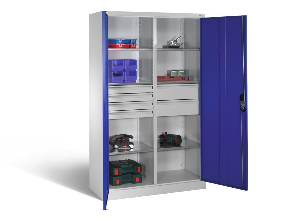 C+P Werkstattschrank mit 6 Schubladen 1950 x 1200 x 500 mm lichtgrau enzianblau Produktbild C+P Werkstattschrank mit 6 Schubladen 1950 x 1200 x 500 mm lichtgrau enzianblau bild 3