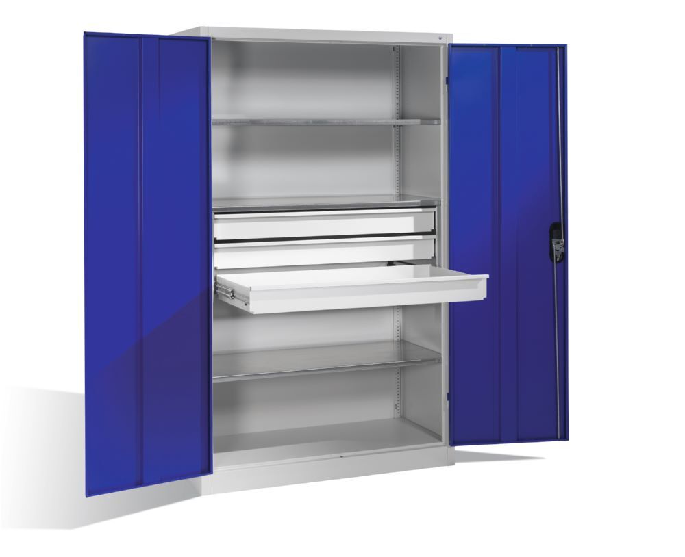 C+P Werkstattschrank mit Schubladen 1950 x 1200 x 500 mm lichtgrau enzianblau Produktbild C+P Werkstattschrank mit Schubladen 1950 x 1200 x 500 mm lichtgrau enzianblau bild 3