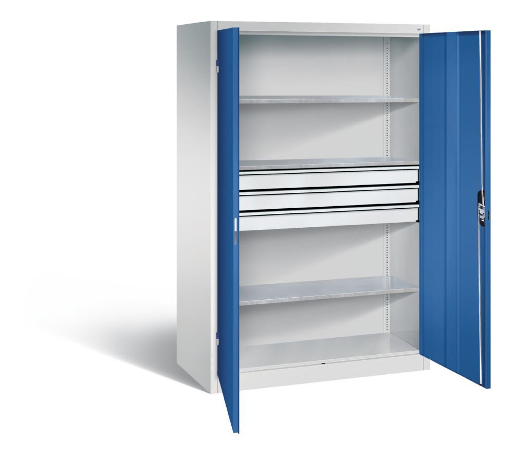 C+P Werkstattschrank mit Schubladen 1950 x 1200 x 600 mm lichtgrau enzianblau Produktbild C+P Werkstattschrank mit Schubladen 1950 x 1200 x 600 mm lichtgrau enzianblau bild 2