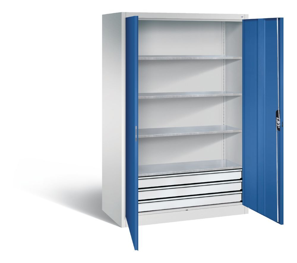 C+P Werkstattschrank mit Schubladen 1950 x 1200 x 600 mm lichtgrau enzianblau Produktbild C+P Werkstattschrank mit Schubladen 1950 x 1200 x 600 mm lichtgrau enzianblau bild 2