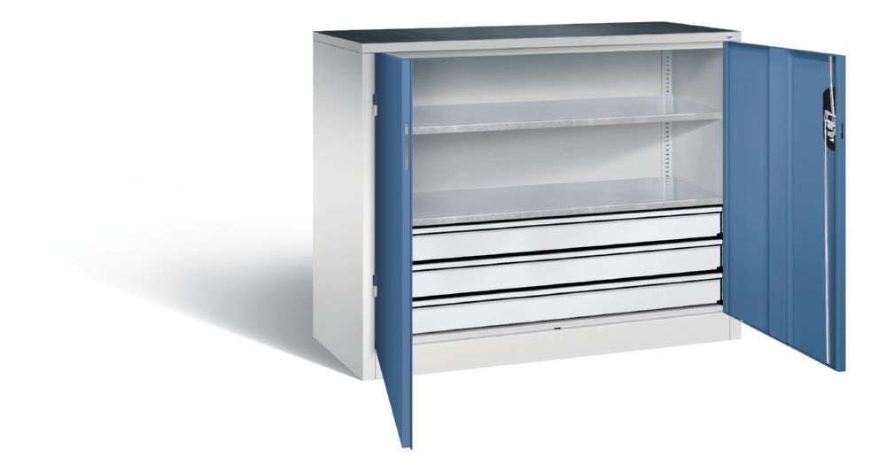 C+P Werkstattschrank mit Schubladen und Flügeltüren fernblau 1200 x 500 x 1000 mm Produktbild C+P Werkstattschrank mit Schubladen und Flügeltüren fernblau 1200 x 500 x 1000 mm bild 2