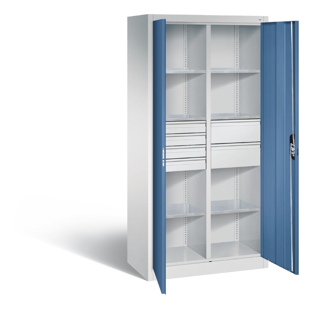 C+P Werkstattschrank mit 6 Innenschubladen Türen in fernblau 930 x 500 x 1950 mm Produktbild C+P Werkstattschrank mit 6 Innenschubladen Türen in fernblau 930 x 500 x 1950 mm bild 2